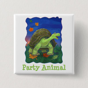 Tortoise Party Centre 2 Inch Square Button