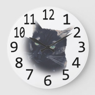 Tortoise Shell Cat Face Head Painting Wall Clocks