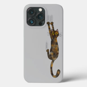 Tortoise Shell Cat Hanging On   Funny Tortie Cat iPhone 13 Pro Case