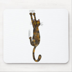 Tortoise Shell Cat Hanging On Funny Tortie Cat Mouse Pad