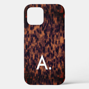 Tortoise Shell Pattern Animal Print Custom Initial iPhone 12 Case