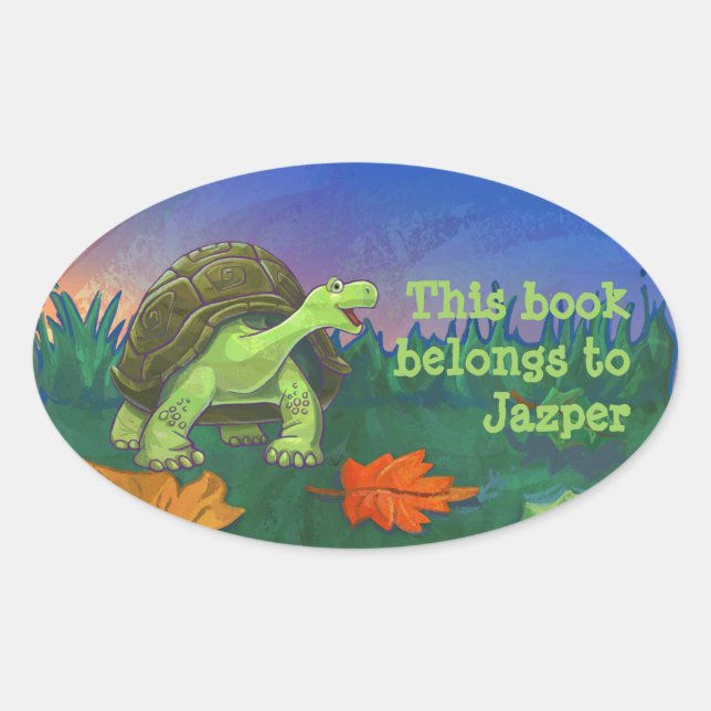 Tortoise Stationery Oval Sticker (Front)