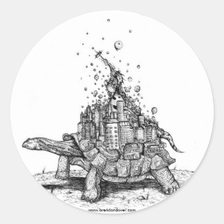 Tortoise Town Sticker:D ( giant tortoise / turtle) Classic Round Sticker
