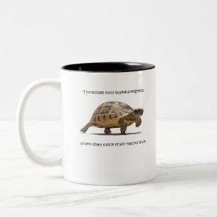 Tortoises Only Make Progress When They Stick Their Two-Tone Coffee Mug