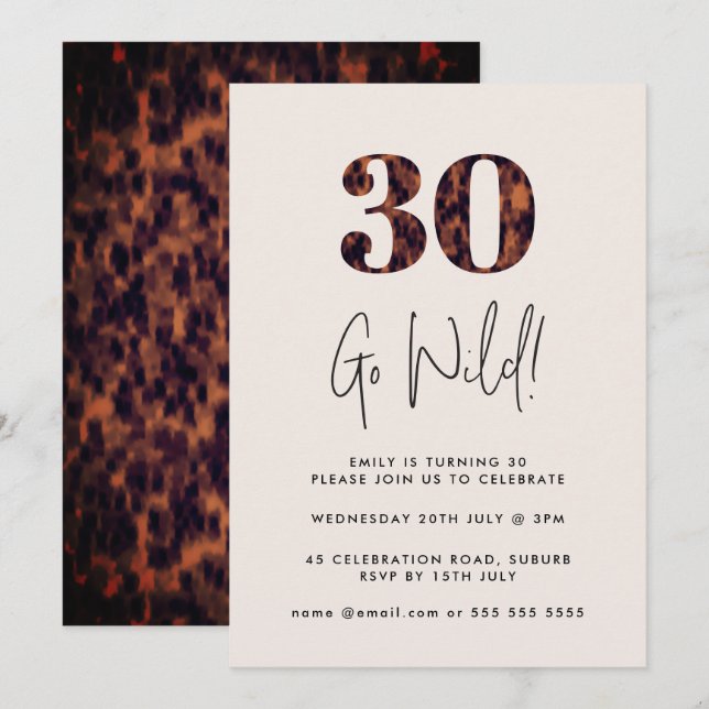Tortoiseshell 30th Birthday Invitation (Front/Back)