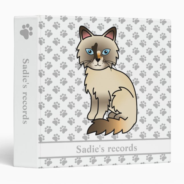 Tortoiseshell Birman Cute Cat & Pet Records Text Binder (Front/Spine)
