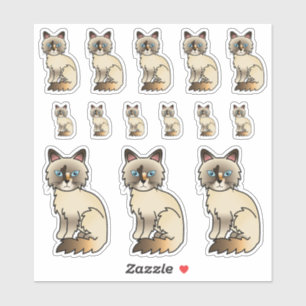 Tortoiseshell Birman / Ragdoll Cute Cartoon Cats