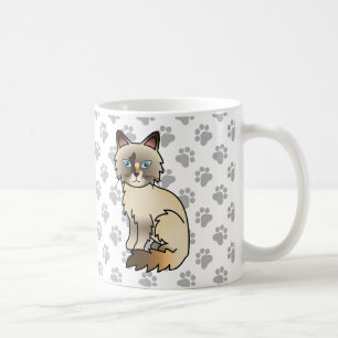 Tortoiseshell Birman / Ragdoll Cute Cat & Paws Coffee Mug