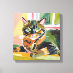 Tortoiseshell Cat   Beautiful Cat Painting Canvas Print