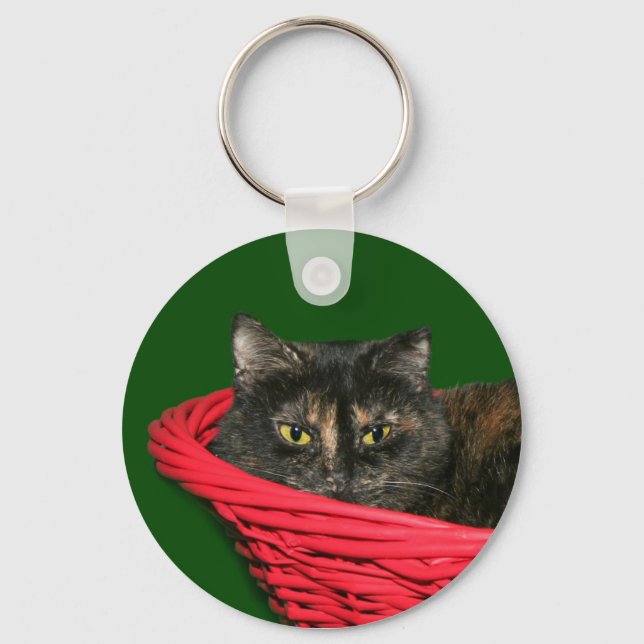 Tortoiseshell cat Christmas Keychain (Front)