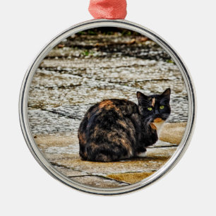 Tortoiseshell Cat Metal Ornament