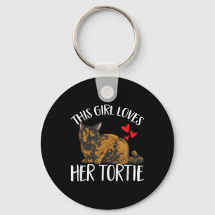Tortoiseshell Cat This Girl Loves Her Tortie  Keychain