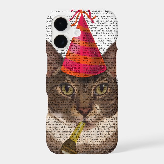 Tortoiseshell Cat with Party Hat (Back)