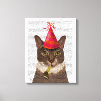 Tortoiseshell Cat with Party Hat