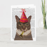 Tortoiseshell Cat with Party Hat