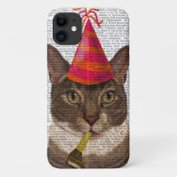 Tortoiseshell Cat with Party Hat