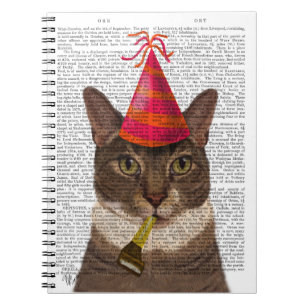 Tortoiseshell Cat with Party Hat Notebook