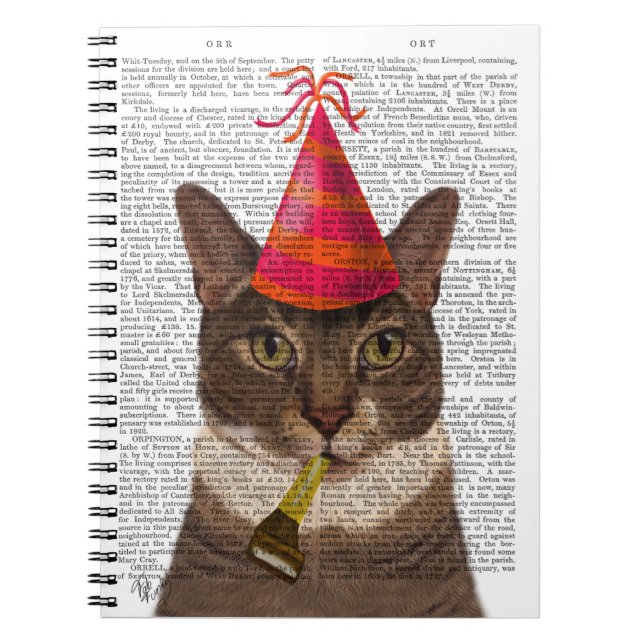 Tortoiseshell Cat with Party Hat Notebook (Front)