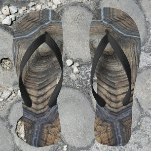 Tortoiseshell Grey and Brown Masculine Pattern Flip Flops