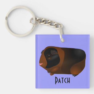 Tortoiseshell Guinea Pig With Name Keychain