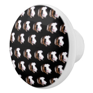 Tortoiseshell Guinea Pigs Ceramic Door Knob. Ceramic Knob