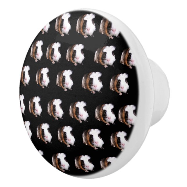 Tortoiseshell Guinea Pigs Ceramic Door Knob. Ceramic Knob (Right)