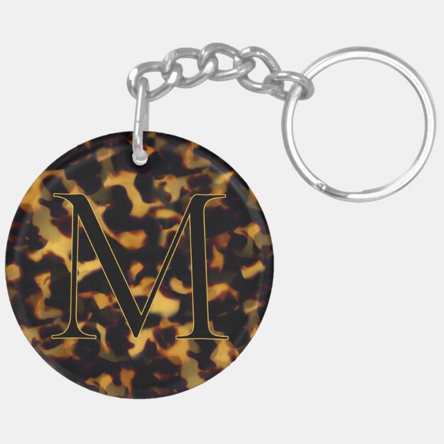 Tortoiseshell Initial Keychain Custom Letter (Dos gauche)