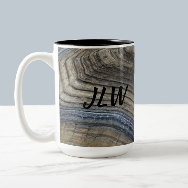 Tortoiseshell Natural Photographic Initial Two-Tone Coffee Mug (Creator Uploaded)
