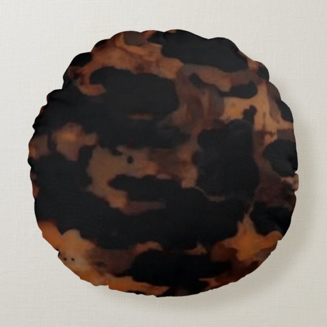 Tortoiseshell Seamless Pattern, Chic TortoiseShell Round Pillow (Front)