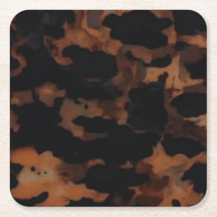 Tortoiseshell Seamless Pattern, Chic TortoiseShell Square Paper Coaster