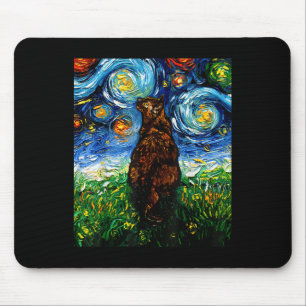 Tortoiseshell Tortie Starry Night Kitty Cat Art By Mouse Pad
