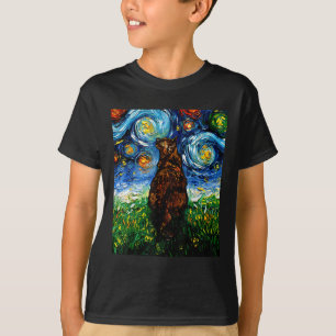 Tortoiseshell Tortie Starry Night Kitty Cat Art By T-Shirt