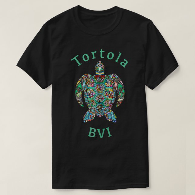 Tortola British Virgin Islands Tribal Turtle Gift  T-Shirt (Design Front)
