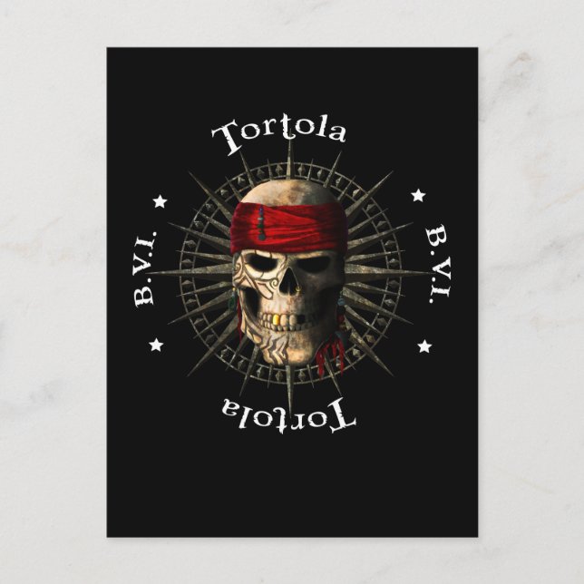 Tortola BVI Pirate Skull Postcard (Front)