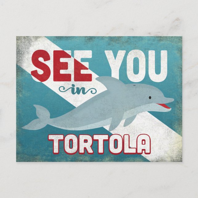 Tortola Dolphin - Retro Vintage Travel Postcard (Front)