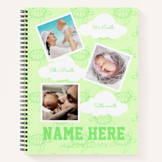 Tortue 1er anniversaire Baby Milestone Livre d'or (Devant)
