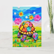 Tortue à fleurs de prairie : Carte Anniversaire de