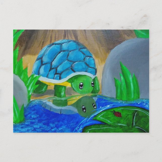 Tortue à la carte postale de l'étang (Devant)