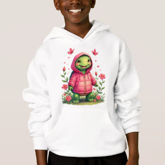 Tortue avec sweat à capuche rose