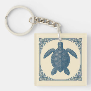 Tortue bleue vintage Côte marine