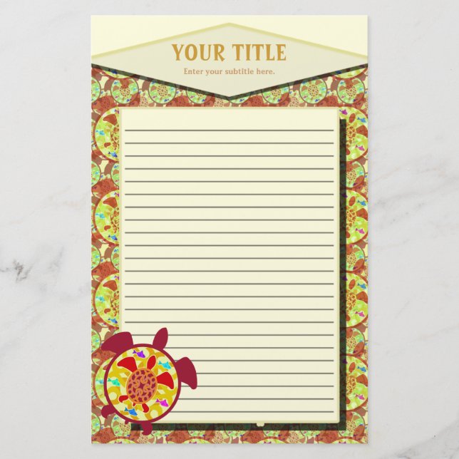 Tortue dans la papeterie rayée par tortue (Devant)