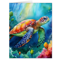 Tortue de mer à l'aquarelle