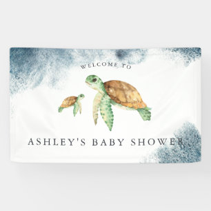 Tortue de mer   Bannière d'accueil Baby shower Océ