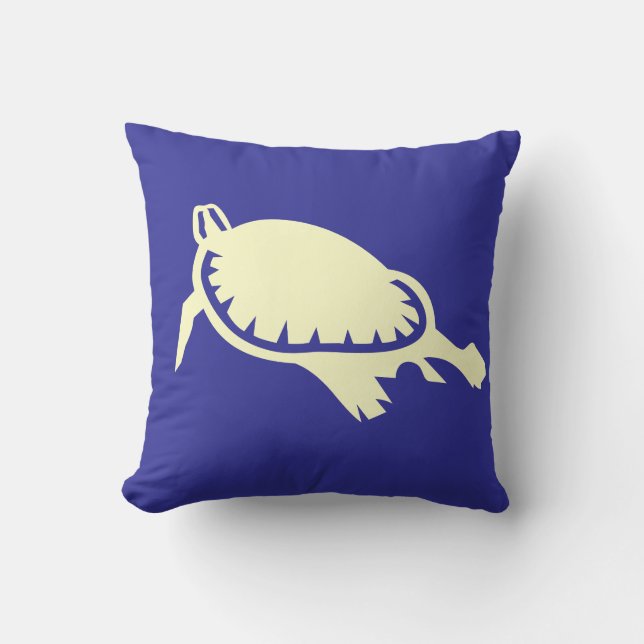 tortue de mer blanche sur un oreiller bleu (Recto)