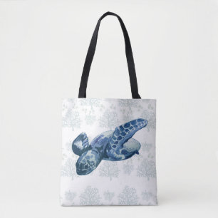Tortue de mer Coral Reef Sac fourre-tout bleu
