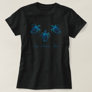 tortue de mer, dessin numérique bleu T-shirt
