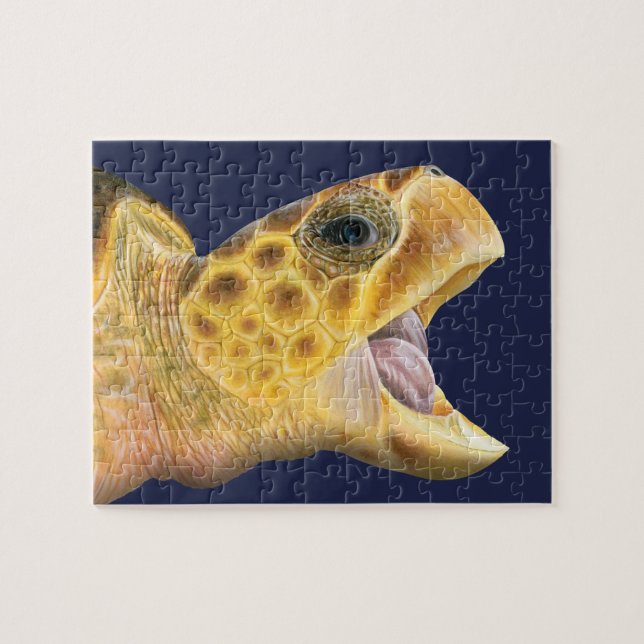 Tortue de mer d'imbécile avec le puzzle ouvert de (Horizontal)