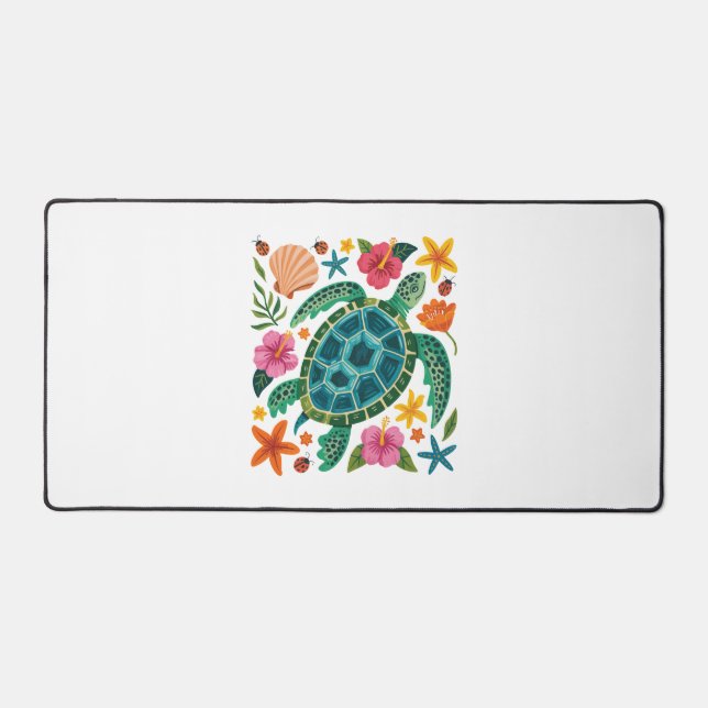 Tortue de mer florale Boho (Recto)
