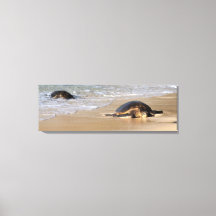 Tortue de mer hawaïenne sur toile de plage Imprime