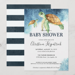 Tortue de mer  Invitation Baby shower